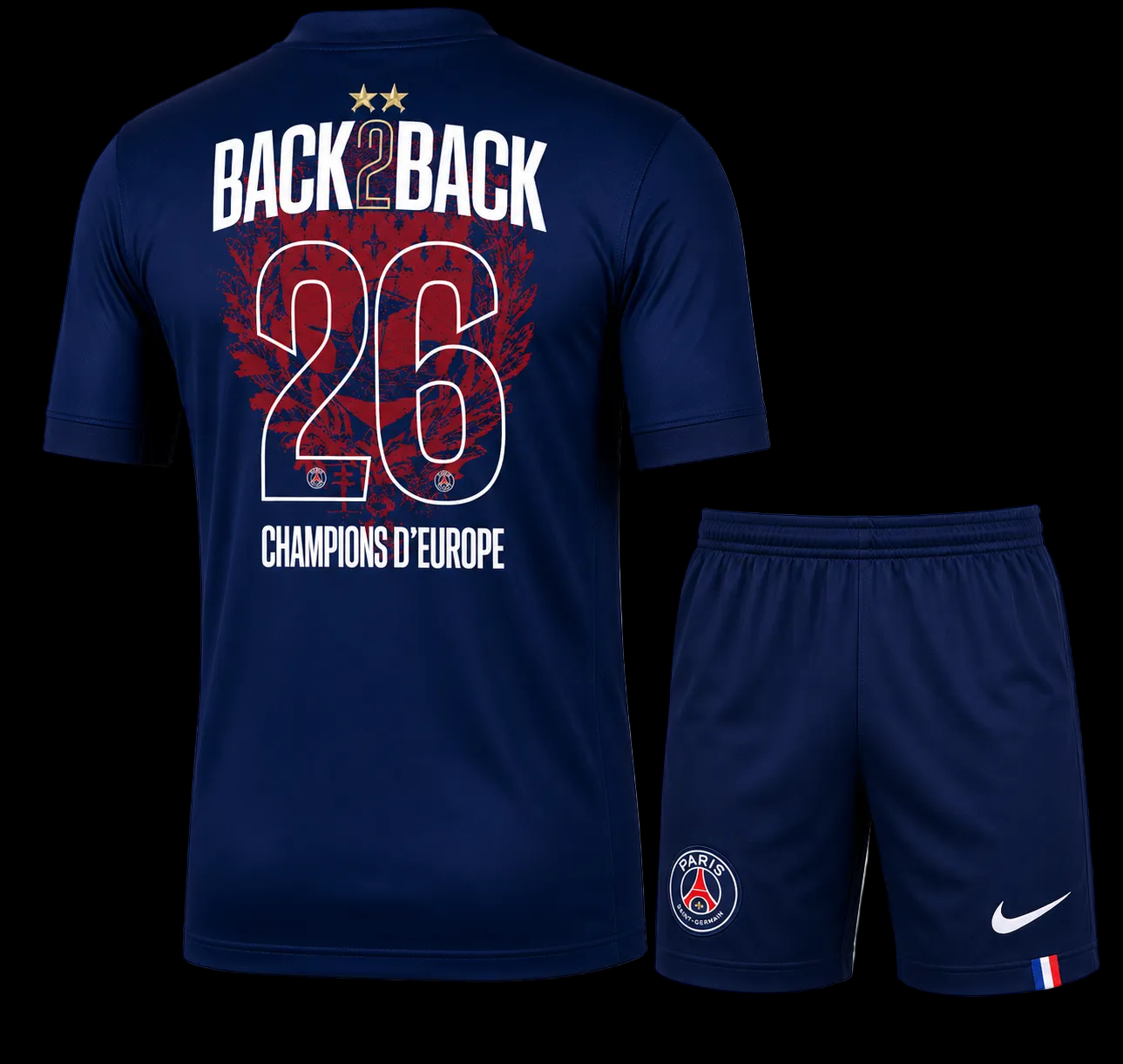 Paris SG Ensemble Domicile 25/26 – Enfant CHAMPIONS BACK2BACK⭐⭐